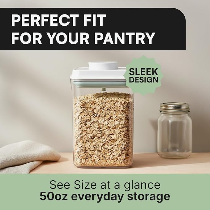 Bop Top Airtight Food Storage Containers with Lid Multi Pack | Kitchen Canister Sets | Air Tight Pantry Container | Pop Top Dry Food Storage Containers for Snacks, Sugar, Flour, Baking, Cereal, Pasta