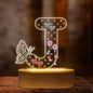 COSHAYSOO Initial Acrylic Earring Holder Organizer for Women Teen Girls with Butterfly Decorations LED Night Light Personalized Trendy Gifts for 14 16 18 21 25 30 Birthday Jewelry Stand Letter J
