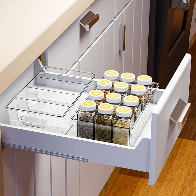 Stackable 8 Pack Snack Organizer for Pantry Shelf,Clear Pantry Organizers and Storage Bins for Fridge,Office,Cupboard,Plastic Pantry Snack Organizer For Breast Milk,Tea Bag,Food Storage Containers