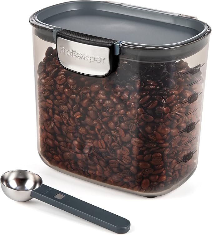 Progressive ProKeeper International Clear Plastic Airtight Food Baker's Kitchen Storage Organization Container Canister Set with Magnetic Accessories (Coffee 2-Quart)
