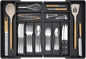 Lifewit Silverware Drawer Organizer, Expandable BPA Free Plastic Utensil Tray for Kitchen, Adjustable Flatware Cutlery Holder for Spoons Forks Knives, 18- 28 x 16.7", Black