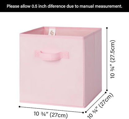 GRANNY SAYS Cube Storage Bins, 11 Inch 6 Pack Storage Cube Organizer, Foladble Fabric Storage Boxes with Handle, Decorative Clothing Storage Baskets for Shelves, Closet, Pink