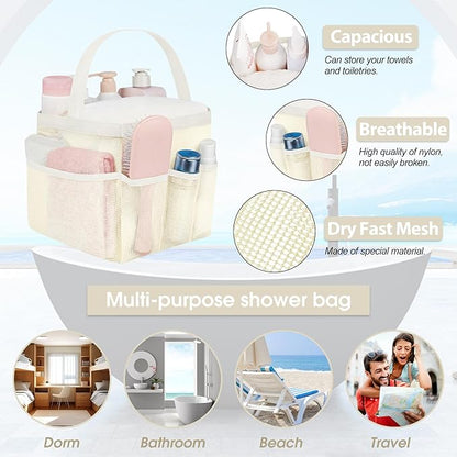 Attmu Mesh Shower Caddy Portable for College Dorm Room Camping Essentials, Shower Caddy Dorm with 9-Pockets, Large Capacity Hanging Basket Bathroom Bag for Toiletry, Swimming, Gym, Camp, Beach
