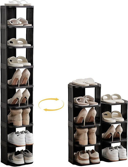 UFORU Vertical Shoe Rack, 9-Tier Plastic Stackable Storage Shelf for Small Closets and Narrow Spaces, Compact Free Standing Shoe Racks for Entryway Bedroom Dormitory