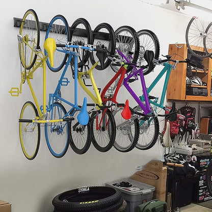 TORACK Bike Storage Rack, 6 Bike Rack Wall Mount Home and Garage Organizer, Vertical Bicycles Hanger Hooks for Indoor Space Saving