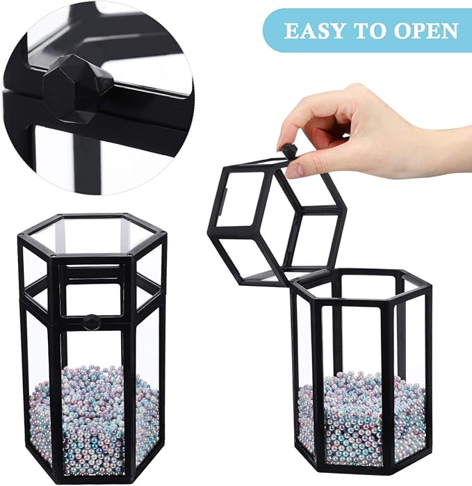 Luxshiny Acrylic Organizers Pencil Holder Makeup Brush Holder Vintage Brush Holder Makeup Brush Storage Box With Lid And Colorful Pearls Makeup Brush Holder Aesthetic