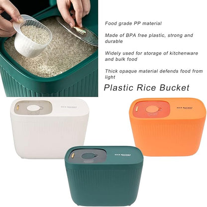 Diydeg Rice Storage Container, Large Plastic Rice Dispenser Cereal Dispenser, Food Storage Containers with Transpartent Airtight Lids and Rice Bowl for Rice Flour Cereal Bread Pantry (White)