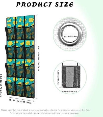 Orange Over the Door Shoe Organizer,Shoe Organizer Door Hanger with 12 Mesh Large Pockets,Space Saver,Unique Print