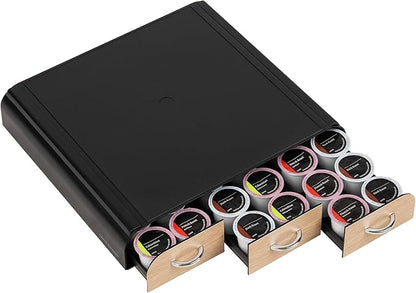Mind Reader Single Serve Coffee Pod Organizer with 3 Drawers, 36 Pod Capacity, Countertop, 13.5"L x 12.25"W x 2.5"H, Brown