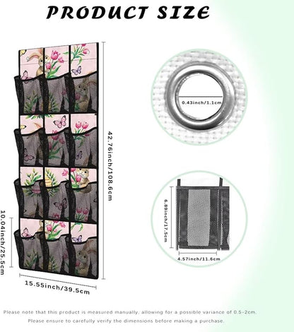 Generic Rabbit Flower The Door Pocket Organizer Sturdy Over The Door Organizer Bedroom Space Saving Hanging Closet Organizer for Dormitory Bathroom College Dorm