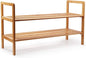 Mosa Natural Bamboo 2-Tier Shoe Rack (27.6" X 10.2" X 15.7"), Wood Shoe Shelf Wooden Shoe Storage Organizer