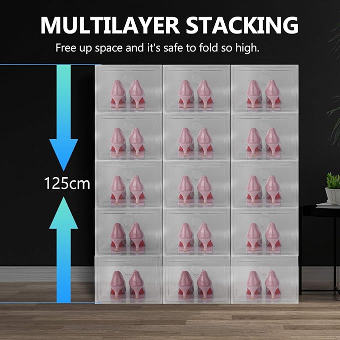 Cabilock 1pc Plastic Shoes Storage Box Capacity Shoe Case Door Practical Organizer for Home and Closet for Seasons Dimensions