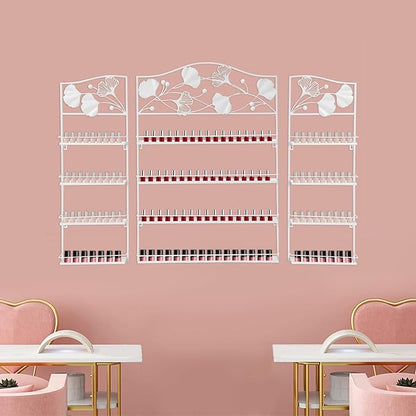 4 Tier Wall-Mounted Nail Polish Storage Racks 3PCS Metal Nail Polish Organizer Shelf for Wall Cosmetic Display Cases Perfume Lipstick Display Stand for Home Spa Nail Salon