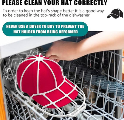 INVODA Hat Washer Cage Washer for Washing Machine Cleaner for Baseball Cap Dishwasher Rack Protector Organizer for Flat & Curved (White 2PCS +Black 2PCS)