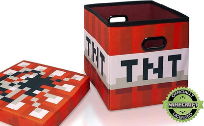 MINECRAFT TNT Block Storage Cube Organizer Storage Cube | TNT Block from Cubbies Storage Cubes | Organization Cubes | 15-Inch Square Bin with Lid