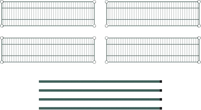 Commercial NSF Listed Green Epoxy Stationary Wire Shelving Kit 12" x 42" x 54", with 4 Shelves Perfect for Warehouse, Walk-in Refrigerator, Freezer, Grocery Store, Restaurant, Dishroom