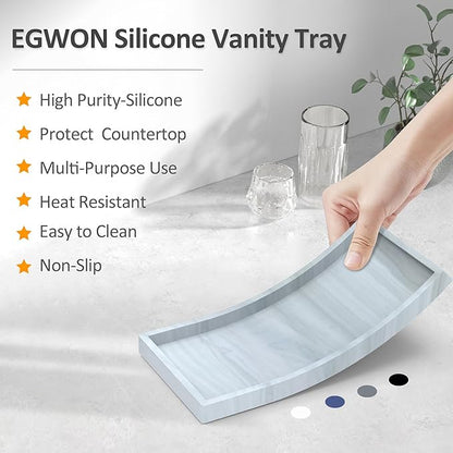 Bathroom Vanity Tray,Thick Original Silicone Soap Dispenser Tray,EGWON Shatterproof Toilet Tank Tray Vanity Tray for Dresser Tops,Bathroom for Perfume,Soap Bottle
