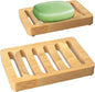 2 Pack Wooden Soap Holder Bamboo Soap Dish for Shower with Self Draining Tray Natural Bar Soap Holder and Soap Saver for Bathroom Kitchen Sink