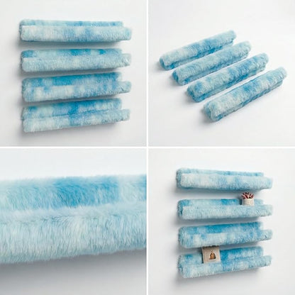 Care&More YJ 15 Inch Nail Polish Shelves, 4-Pack Fuzzy Display Nail Polish Rack for Storing Nail Bottles, Sunglasses, Essential Oils, Plush Soft (Blue)