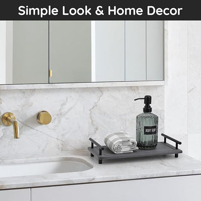 Segbeauty 12x6in Large Vanity Tray, Instant Stone Drying Mat for Bathroom Kitchen Counter, Diatomaceous Fast Dry Soap Organizer With Handle