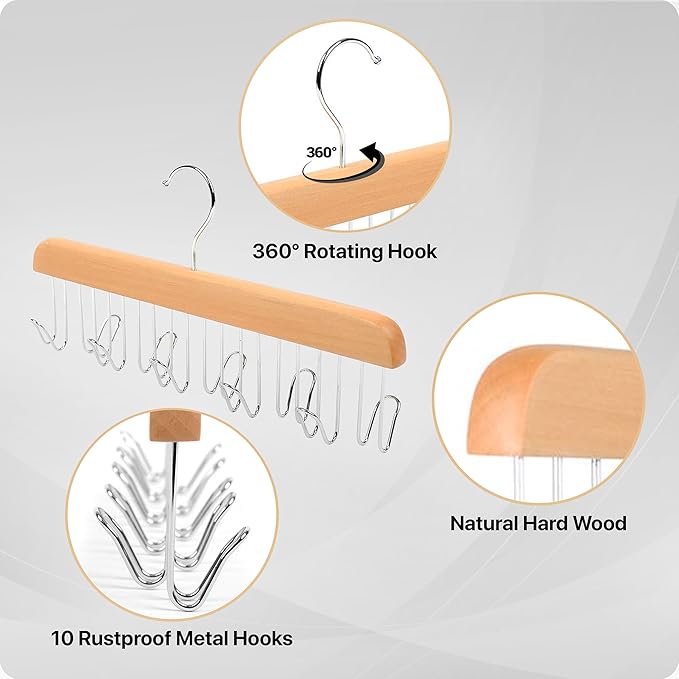 Umo Lorenzo Belt Hanger for Closet - Accessories Organizer Rack for Belts, Ties, and Scarves