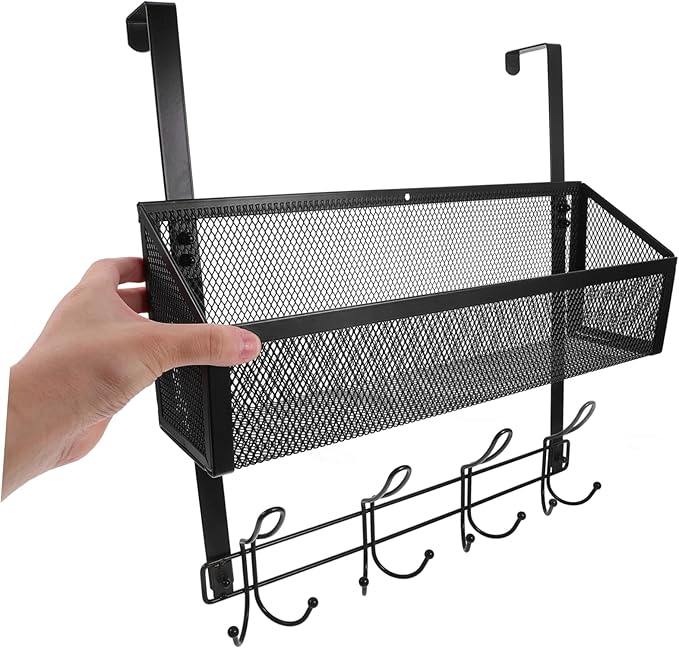 PRETYZOOM Door Organizer with Hooks Multi-Tier Storage Rack for Bathroom and Kitchen Waterproof Mesh Hanging Basket Easy Installation Fits Most Doors