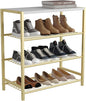 HOMEFORT 4-Tier Shoe Rack, Shoe Storage Shelf, Industrial Shoe Tower, Narrow Shoe Organizer for Closet Entryway, Small Shoe Rack Table with Durable Metal Shelves, Gold