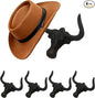 Cowboy Hat Holder for Wall, 4 Pack Cowboy Hat Rack Cast Iron Hat Holder Cowgirl Hat Hooks Vintage Western Wall Decor for Bathroom Entryway Closet Cow Bull Animal Farmhouse Gift Antique Rust