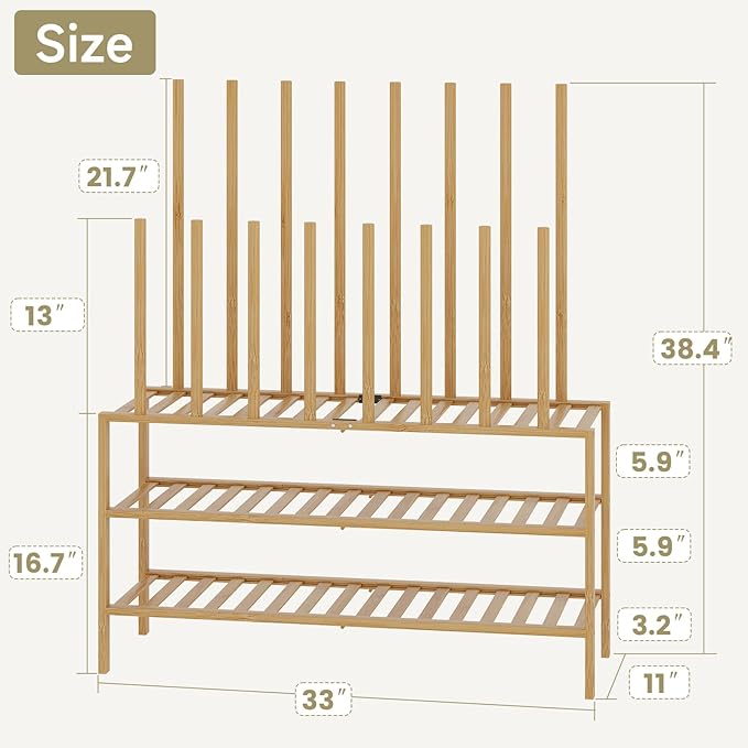 Boot Rack for Tall Boots Organizer,3-Tier Multiuse Shoe Rack and Boot Storage Rack,for Tall Boots,Sneakers,High-Heel (Natrual, 3-Tier-Long)