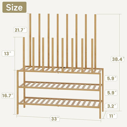 Boot Rack for Tall Boots Organizer,3-Tier Multiuse Shoe Rack and Boot Storage Rack,for Tall Boots,Sneakers,High-Heel (Natrual, 3-Tier-Long)