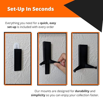 Now Spinning Vinyl Record Wall Mount Display/Shelf | Hang Albums Without Wall-Damage | Perfect for Office, Home, Dorms, and Apartments (Now Spinning + 2 Mounts, Black)