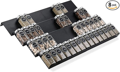 Mulush Metal Spice Rack Tray - Spice Drawer Organizer for Kitchen Cabinets Storage and Organization (Jars Not Included)