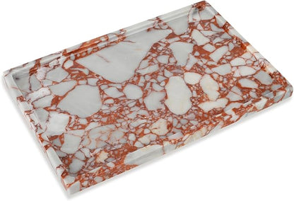 100% Natural Marble Vanity Tray - Real Stone Storage Organizer for Bathroom/Kitchen/Vanity/Dresser, Countertop Tray for Perfume, Jewelry, Home Decor, 11.8 x 7.8 x 0.7 Inch