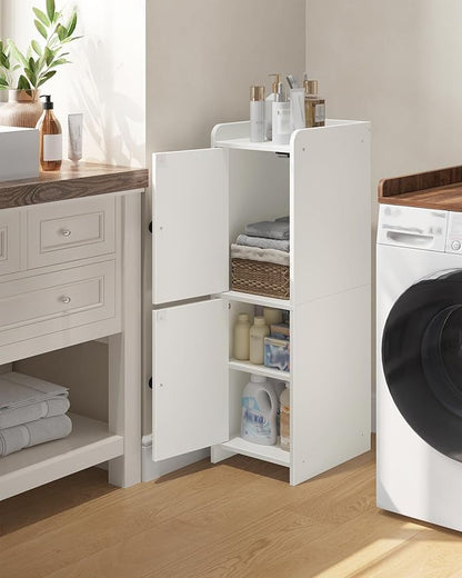 CHOEZON Toilet Paper Cabinet, Small Corner Floor Cabinet, Freestanding Toilet Paper Storage Cabinet with 2 Doors, Narrow Bathroom Cabinet, for Small Spaces, Bathroom, Living Room, Kitchen, White