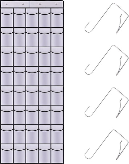 40 Mesh Pocket Over the Door Shoe Organizer,Hanging Shoe Rack for Closet Storage Holder for Dorm Room College Classroom Storag(White)