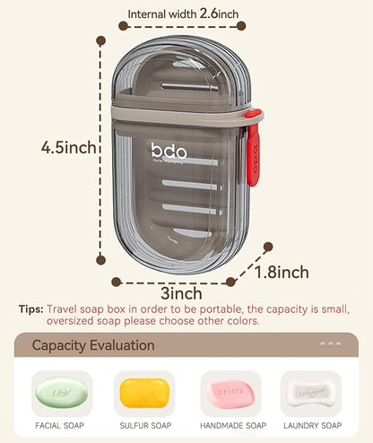Doter Travel Soap Case, Leakproof Soap Container with Lid, Portable Bar Soap Holder for Traveling, Soap Dish for Bathroom, Shower, Gym, School, Camping, Vacation, Outdoor-Transparently