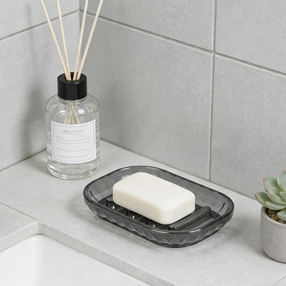 2 Pack Soap Dish Holder for Bar Soap, Bathroom Soap Dishes Bar Soap Holder Tray, Soap Dishes for Shower Bathroom, Kitchen Sink Soap Dish, Black