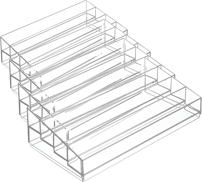 iDesign Tiered Cosmetics & Nail Polish Organizer, The Clarity Collection – 12.75 IN X 6.5IN X 3.75 IN, Clear (Pack of 4)