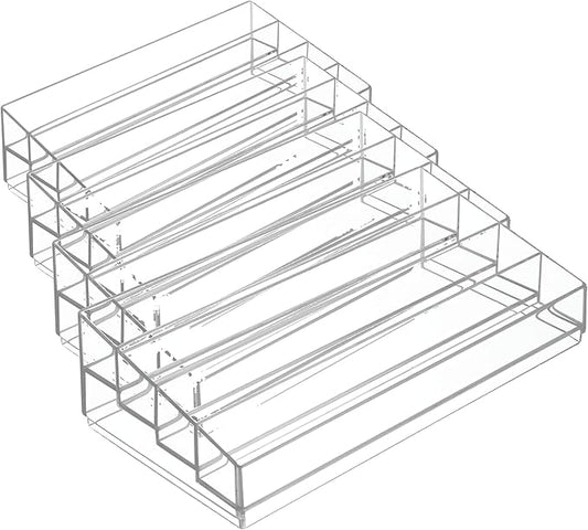 iDesign Tiered Cosmetics & Nail Polish Organizer, The Clarity Collection – 12.75 IN X 6.5IN X 3.75 IN, Clear (Pack of 4)