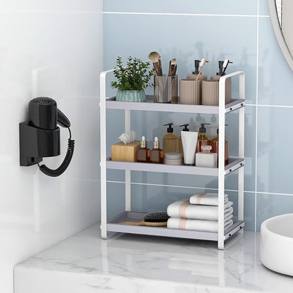 HNRLOY Bathroom Counter Organizer,Bathroom Countertop Organizer,Counter Shelf,Countertop Storage,Organization and Storage,Makeup Shelf,Sink Caddy(Grey 3 Tier)