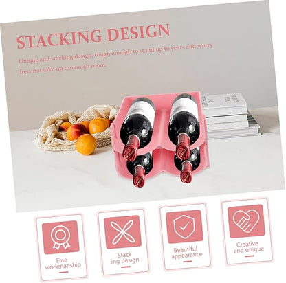 MERRYHAPY 4pcs Stackable Can Holder Drink Organizer for Refrigerator Stylish Storage Rack for Cans and Bottles Space-Saving Design Pink for Home and Pantry Use