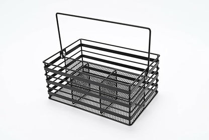Stainless Steel Utensil Basket,Dishwasher , Flatware Basket, Kitchen, Countertop, Office, Camping, Outdoors, and Restaurants, 4-Compartment, Black