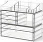 Yieach Acrylic Make up Organizers for Counter,Desk and Vanity,3 Pack Stackable Bathroom Counter Organizer with Drawers,Large Clear Makeup Organizers and Storage for Skincare,Cosmetic,Beauty Products