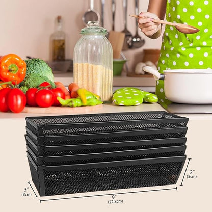 4PCS Drawer Organizer for Kitchen,Utensil Mesh Drawer Organizer with Interlocking Arm for Cosmetic,Flatware,Pen (9 * 3 * 2 Inches,Black)