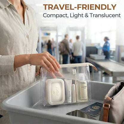 AIMAIAIMAI Compact Leakproof Travel Soap Case, Shatterproof Silicone Travel Soap Container with Draining Pad, Great for Outdoor, Camping, Gym (Off-White)