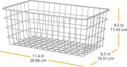 Whitmor 4 Pack Grey Wire Baskets for Organizing Office Wire Storage Baskets Wire Baskets Grey Metal Storage Baskets for Pantry Kitchen Bins Freezer