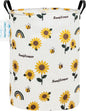 Storage Bin, Canvas Fabric Collapsible Organizer Basket for Laundry Hamper,Toy Bins,Gift Baskets, Bedroom, Clothes,Baby Nursery (Sunflower)