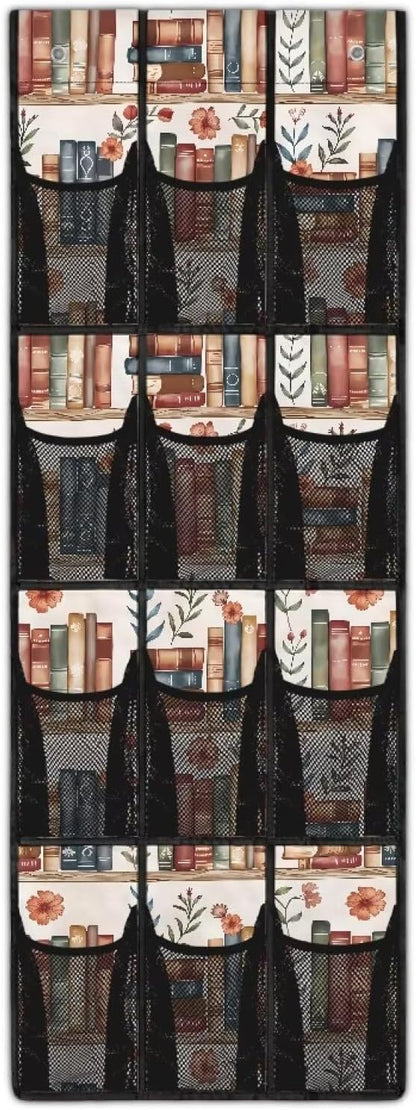12 Pockets Shoe Organizer Over The Door for BedRoom Mesh Pockets Books Over The Door Hanging Organizer Easy to Install Shoe Holder Hanger