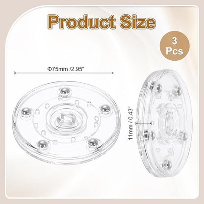 uxcell 3Pack Acrylic Lazy Susan Turntable, 3" Spinner Lazy Susan Turntable Organizer, Acrylic Ball Bearing Rotating Tray for Pantry Spice Rack Decorating, Clear