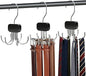 Belt Hanger for Closet, 3 Pack Belt Organizer for Closet Space Saving & Storage, 360° Rotatable & Foldable Hooks, Large Capacity Holder Rack for Tie, Tank Top, Bra, Purse, Hat (Black)